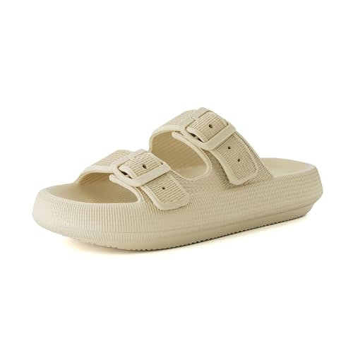 CUSHIONAIRE Women's Fame recovery cloud slide with +Comfort