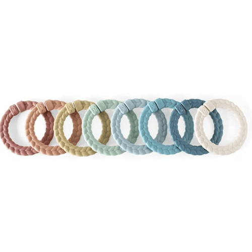 Itzy Ritzy Linking Ring Set; Set of 8 Braided, Rainbow-Colored Versatile Linking Rings; Attach to Car Seats, Strollers & Activity Gyms; Rainbow