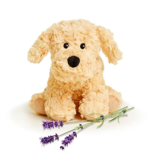 Warmies Junior Microwavable & Weighted Stuffed Animals, Golden Dog - Heated Stuffed Animal Plushie for Warmth & Comfort - Cute Soft Plush Toys for Adults & Children (Boys, Girls, Babies & Toddlers)