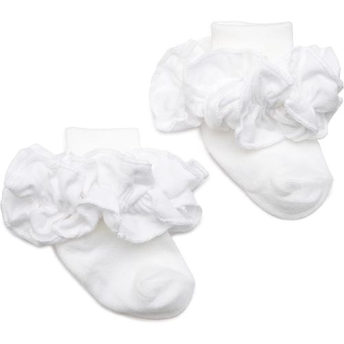 Double Ruffle Turncuff Sock (White, 1-3 Months)