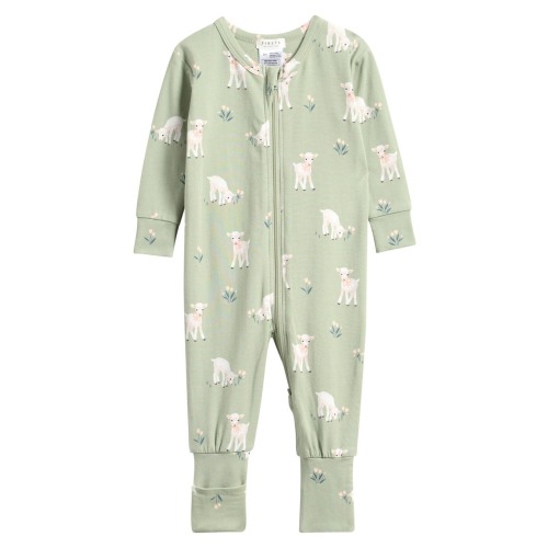 Little Lambs Fitted Stretch Organic Cotton Blend Convertible Footie Pajamas