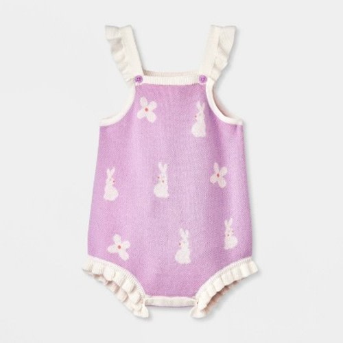 Baby Girls' Bunny Printed Overalls Set - Cat & Jack™ Purple 3-6M