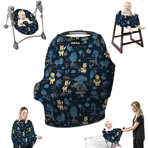Milk Snob Original Disney 5-in-1 Cover, Winnie The Pooh, Added Privacy for Breastfeeding, Baby Car Seat, Carrier, Stroller, High Chair, Shopping Cart, Lounger Canopy - Newborn Essentials, Nursing Top