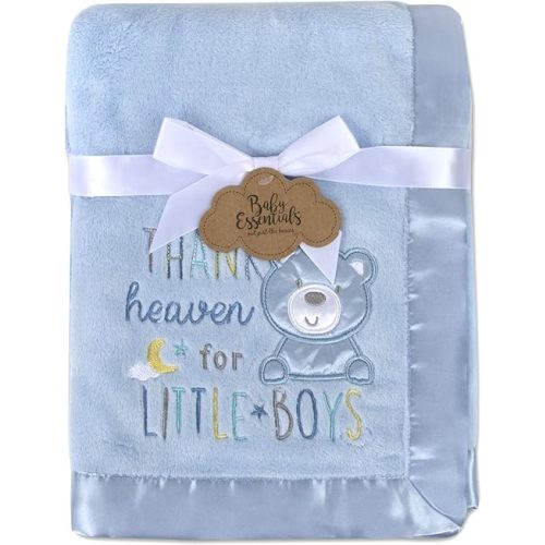 30x40 Fleece Baby Nursery Blanket with Satin Trim for Boys, Girls, and Unknown Gender Baby (Blue)