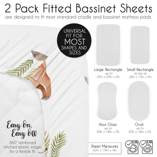 Sweet Jojo Designs Watercolor Dinosaur Dino Boy 2 Pack Baby Bassinet Fitted Sheets Blue Tracks Footprint Modern Dinosaurs Animal