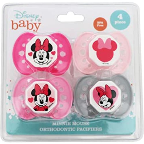 Cudlie Disney Minnie Mouse Baby Girl 4 Pack of Pacifier, Blushing Minnie