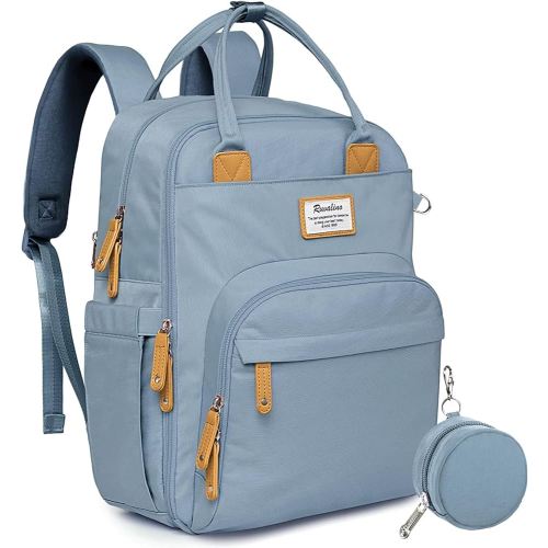 RUVALINO Diaper Bag Backpack-Multifunction Baby Travel Bag with Changing pad, Insulated Bottle Holders & Pacifier Case, Large Capacity, Waterproof, Sky Blue