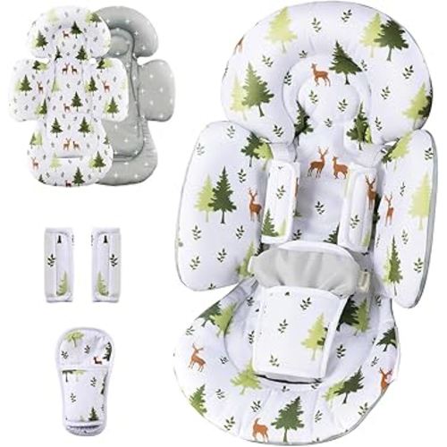 Infant Insert Compatible with 4moms Mamaroo Swing & Graco Swing and Infant Car Seat, Newborn Insert, Baby Head and Body Support, Reversible Design, Breathable Soft Fabric, 1Pcs - Green Forest