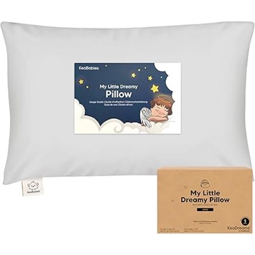 KeaBabies Toddler Pillow with Pillowcase, Jumbo 14X20 - Soft Organic Cotton Toddler Pillows for Sleeping - Machine Washable - Perfect for Travel, Toddler Bed Set (French Gray)