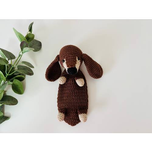 Brown Dachshund Lovey, Dachshund Pregnancy Gift, Personalized Baby Toy, Dachshund Baby Shower