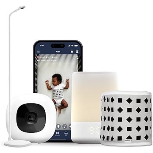 Nanit Essentials Smart Baby Monitor with Floor Stand – 1080p HD Wi-Fi Camera, Sensor-Free Breathing Monitoring, Sleep Tracking, Two-Way Audio, Night Vision, Motion & Cry Notifications, White