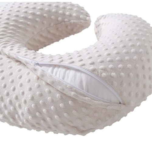 Nursing Pillow and Positioner, Breastfeeding, Bottle Feeding, Baby Sitting Support with Removable Ultra Soft Cover, Tummy Time Support for Baby Boys and Girls (Beige)