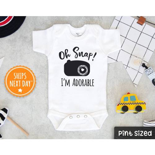 Oh Snap I&#39;m Adorable Onesie® - Funny Camera Baby Onesie® - Adorable Hipster Baby Onesie® - Photographer Baby Onesie® - Unisex Baby Gift