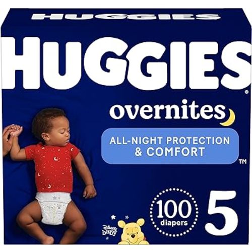 Huggies Size 5 Overnites Baby Diapers: Overnight Diapers, Size 5 (27+ lbs), 100 Ct (2 Packs of 50)