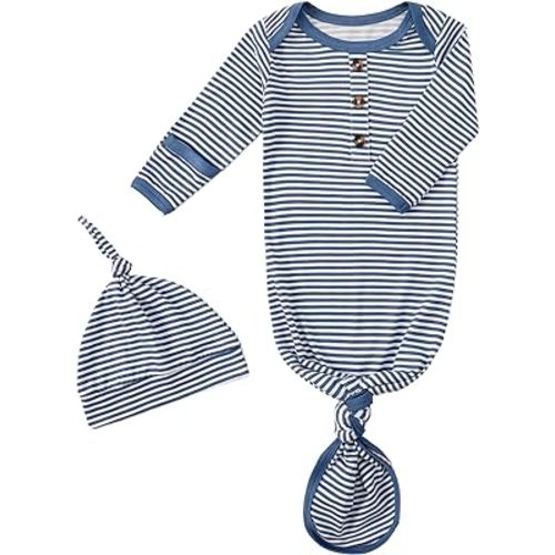 Mikrdoo Newborn Boy Clothes Baby Boy Gown Pajamas Sleeper - Rayon Derived from Bamboo Infant Pjs 0-3 Months Nightgown