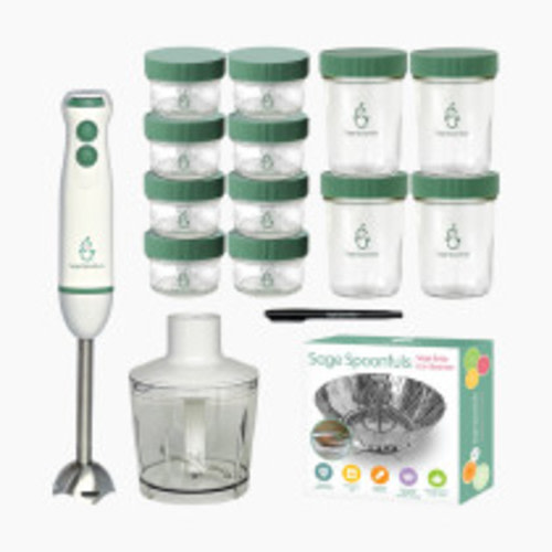 Sage Spoonfuls Baby Food Maker and Storage Set with Glass Jars - 17 Piece