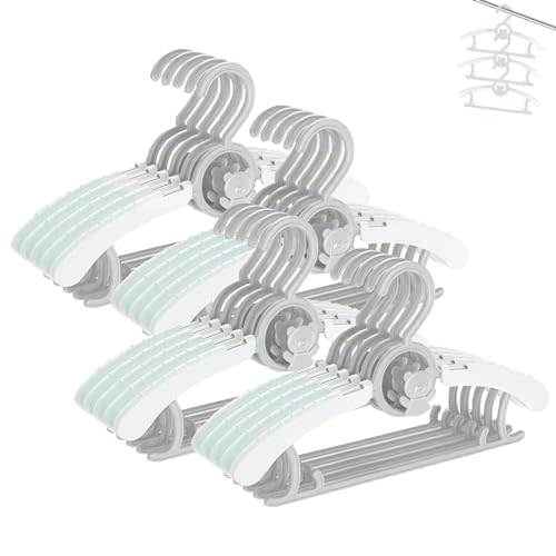 HGYZE Baby Nursery Closet Hangers, Ultra Thin Non-Slip and Extendable Laundry Infant Pant Hanger for Newborn Clothes - 20pcs Grey Gift - Adjustable Children Coat Hanger for Girl Boy Toddler Kids Child