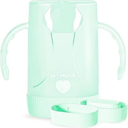 MOMUSE Dual-Lid Squeeze Pouch Holder for Food Pouches & Drink Boxes, Baby Pouch Holder with Larger Capacity, Versatile Design for Self-Feeding, Anti-Squeeze Pouch Holder No Spill No Mess, Lightweight
