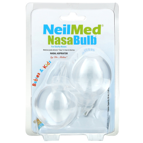 NeilMed Nasabulb Aspirator with Clear Design, for Small Noses, Babies and Kids, 2 Count