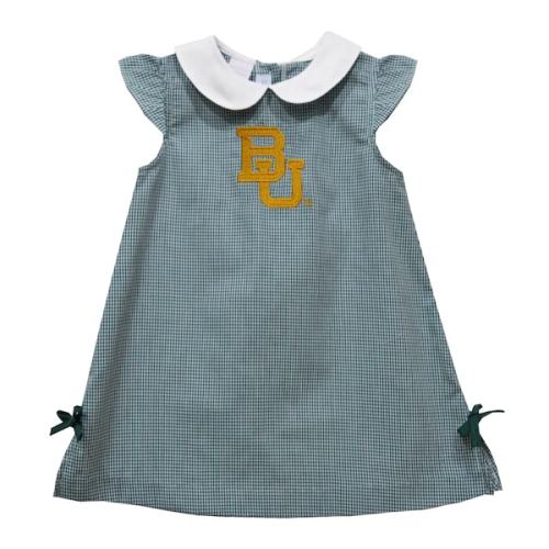 Baylor Bears Vive La Fete Toddler Girls Mini Check Pattern A-Line Dress - Green