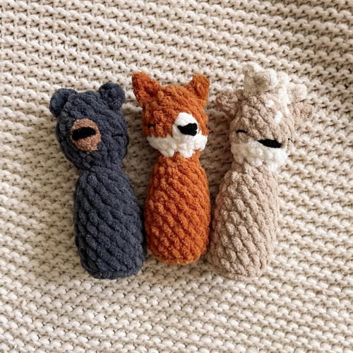 Woodland Animal Rattle Peg Dolls | Mini Cuddle Critters | Woodland Collection | Rattle Toy | Woodland Nursery | Made to Order | Infant Toys