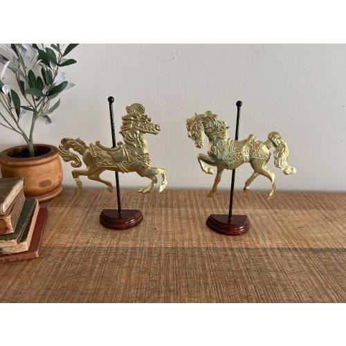 Vintage Gold Carousels Home Interior wall decor set of 2