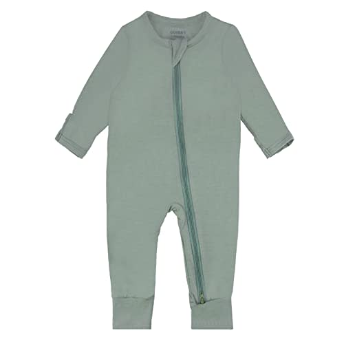 GUISBY Baby Footless Rompers, Rayon Pajamas 2 Way Zipper with Long Sleeve Sleeper