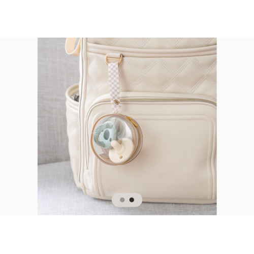 Itzy Ritzy Clear Pacifier Case with Handle - Pacifier Pod Easily Attaches to Diaper Bag or Purse; Holds 2 Pacifiers; Taupe