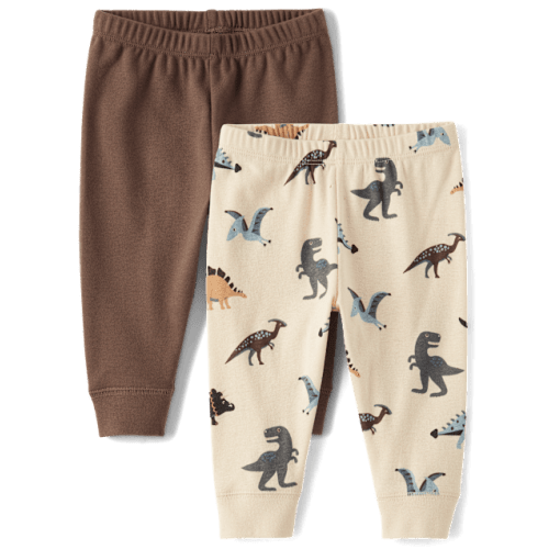 Baby Boys Dino Pants 2-Pack - Cream