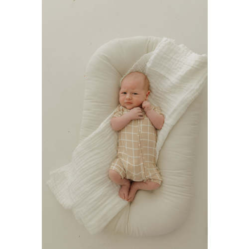 Bamboo Zip Shortie | Grid Zipper Romper – August + Willow