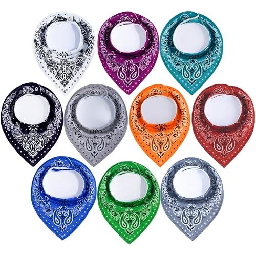 Maiwa 10 Pack Baby Triangle Bandana Bibs for Boys Girls for Drool Teething Eating with Snaps