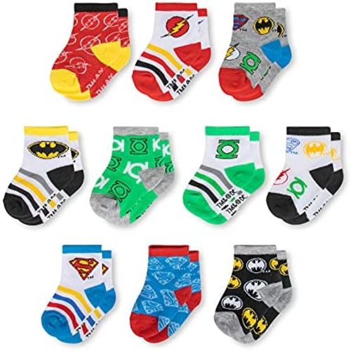 ABG Accessories Girls & Boys Minnie, Mickey Mouse, Baby Shark, Justice League 10-Pack Infant Sock 0-24 Months
