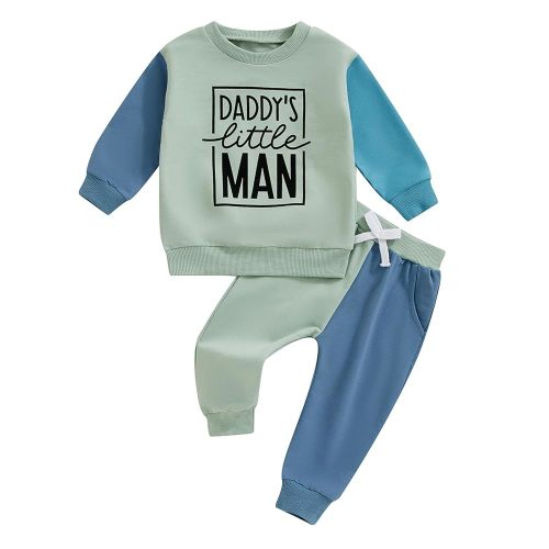 Toddler Boy Outfit Mama's Little Man Long Sleeve Sweatshirt And Pants Set Infant Baby Boy Fall Winter Clothes