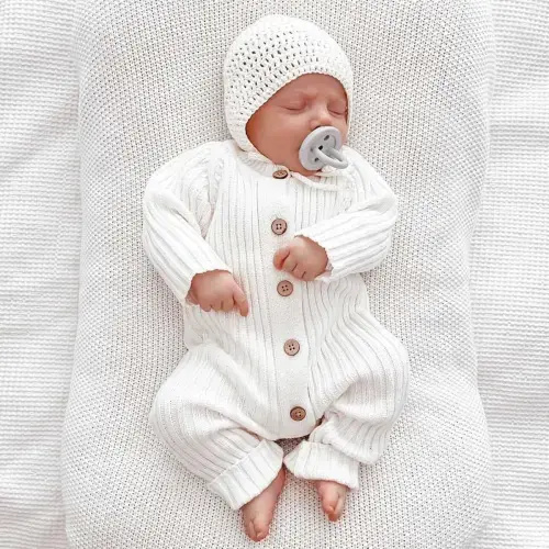 Little B's Chunky Rib Baby Jumpsuit - Milk