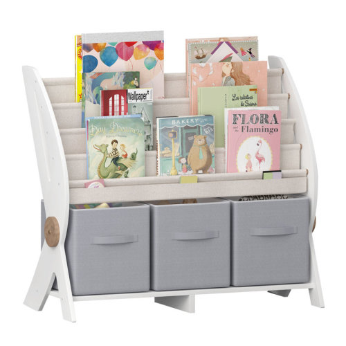 Isabelle & Max™ Alexine 3 in 1 Kids Bookshelf and Toy Storage Organizer, 4 Tier Wooden Kids Montessori Bookcase, 31.5'' H X 35.4'' W X 17.5'' D & Reviews | Wayfair