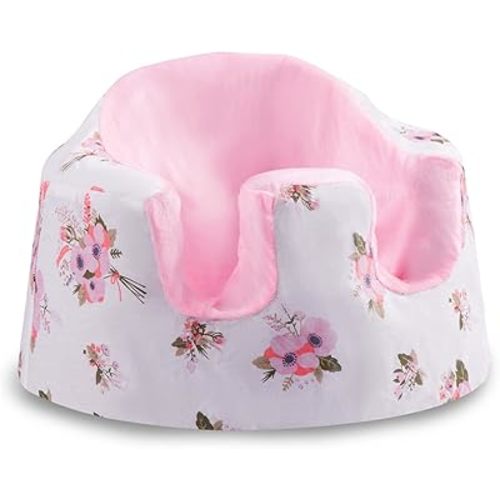 Seat Cover Compatible with Bumbo Seat, Summer Cooling Breathable Seat Cover for Baby Boy Girl (White Flower)