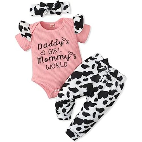 AMAWMW Baby Girl Clothes Set Daddys Little Girl Ruffle Romper Top Camouflage Pants Newborn Infant Baby Girl Outfit
