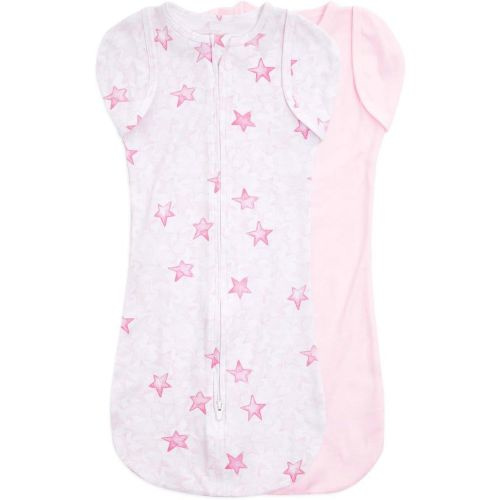 aden + anais™ essentials easy swaddle™ snug 2pk, newborn, twinkling stars pink