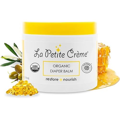 La Petite Creme French Organic Diaper Balm (4 oz) - Healing & Nourishing Diaper Cream - Gentle & Safe Liniment Baby Lotion - USDA Certified Organic - Baby Essentials for Newborn