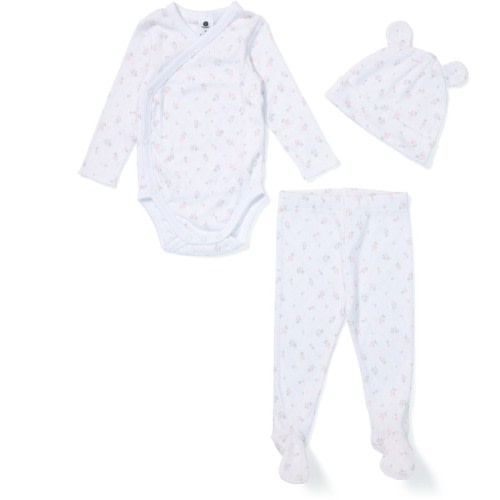 Dymples Baby Organic Cotton Pointelle Bodysuit 3 Piece Set - White - Size 0000