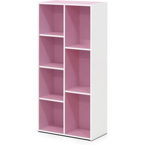 Furinno 7-Cube Reversible Open Shelf, White/Pink 11048WH/PI