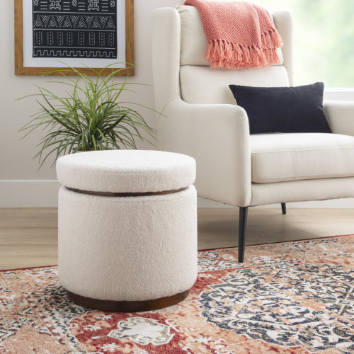 Thurleigh Round Sherpa Ottoman with Storage