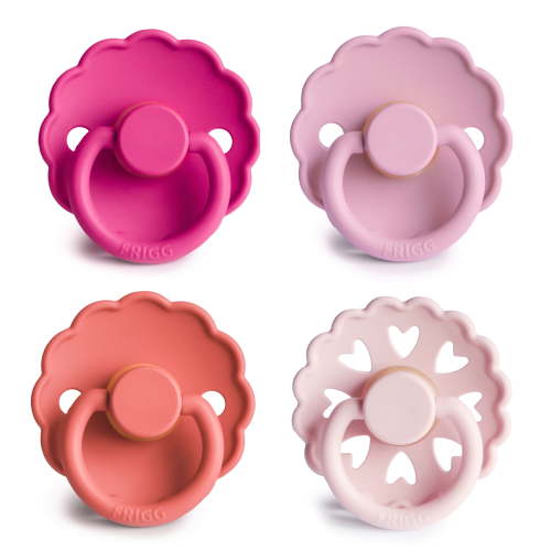 FRIGG 4-Pack Rosy Romance Rubber Pacifiers, 6-18 months