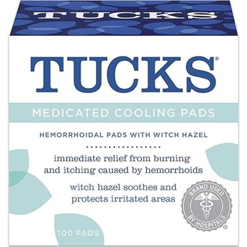 TUCKS Medicated Cooling Pads, 100 Count – Pads with Witch Hazel, Cleanses Sensitive Areas, Protects from Irritation, Hemorrhoid Treatment, Medicated Pads Used by Hospitals