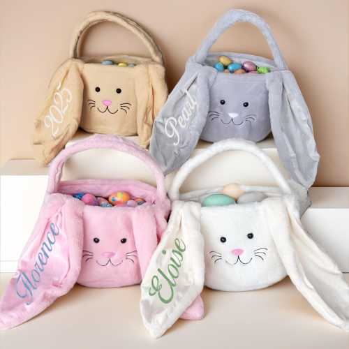 Personalized Easter Basket, Embroidered Plush Easter basket, Easter egg hunt basket, Easter Bucket, Gifts for Girls Boys, Kids Easter Gift