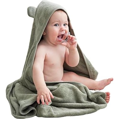Toddler Bath Towel - Viscose from Bamboo & Cotton Blend for Delicate Skin - Super Soft Thick 600GSM - Ideal Toddler Boy and Girl Bath Essentials 35"x35" Bath Towel - Baby Towel with Hood