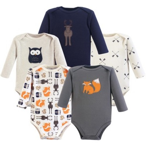 Hudson Baby Infant Boy Cotton Long-Sleeve Bodysuits 5pk, Forest, Size: 3-6 months