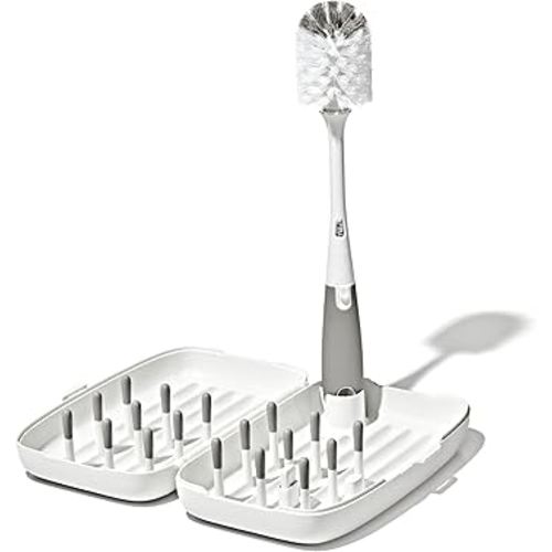 OXO Tot Travel Size Drying Rack with Bottle Brush- Gray