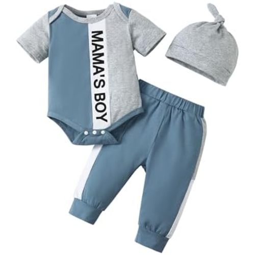 SUNNY PIGGY Baby Boy Clothes Newborn Infant Boys Outfits Romper Hat Pants 3PC Set 0-3 3-6 6-12 12-18 Month Clothing Gift