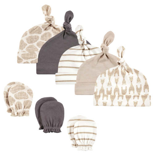 Hudson Baby Cotton Cap and Scratch Mitten Set, Modern Giraffe, 0-6 Mon — buybuy BABY